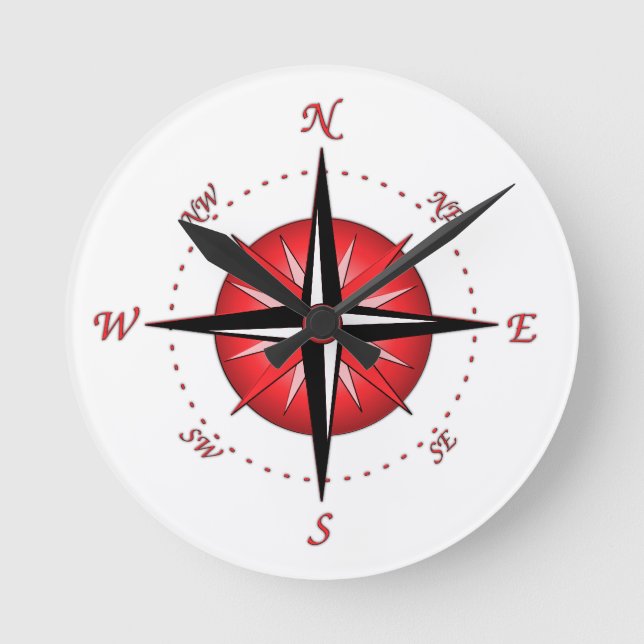 Horloge Ronde Rose Red Compass (Recto)