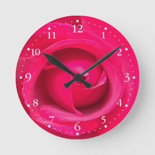 Horloge Ronde Rose romantique rouge et rose