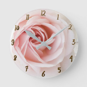Horloge Ronde Rose rose blanc bois shabby chic florale de ferme