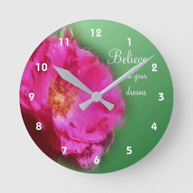 Horloge Ronde Rose Rose Croire Inspirationnel  (Recto)