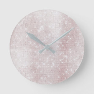 Horloge Ronde Rose rose minimal Abstrait blanc éclatant Pastel