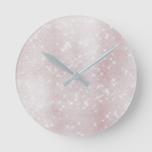 Horloge Ronde Rose rose minimal Abstrait blanc éclatant Pastel (Recto)