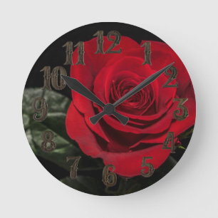 Horloge Ronde Rose rouge