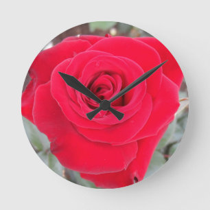 Horloge Ronde Rose rouge
