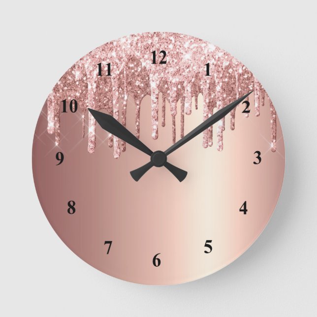 Horloge Ronde Rose tendance Parties scintillant or disques Graph (Recto)
