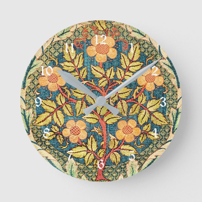 Horloge Ronde Rose Wreath par William Morris, design populaire (Recto)