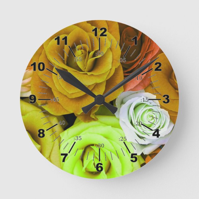 Horloge Ronde Roses colorés (Recto)