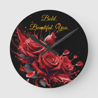 Horloge Ronde Roses en fleur - Anniversaire élégant