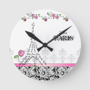 Horloge Ronde Roses faits sur commande de rose d'horloge de