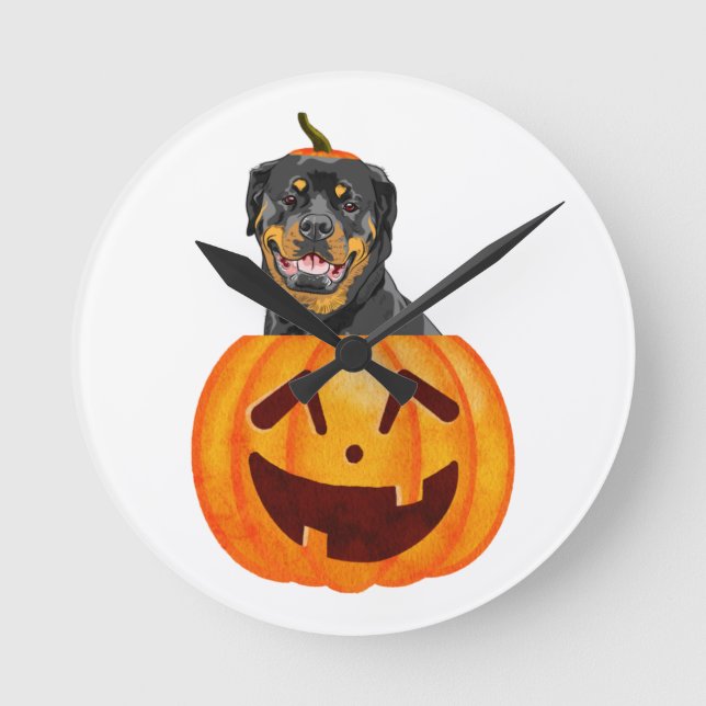Horloge Ronde Rottweiler Halloween     (Recto)