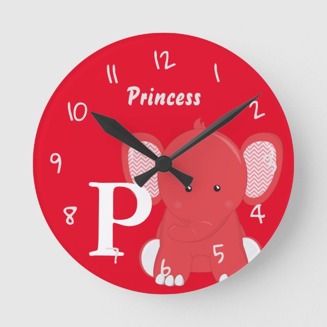 Horloge ronde rouge bébé personnalisée (Recto)