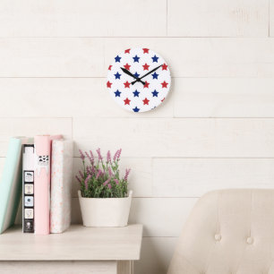 Horloge Ronde Rouge, Blanc Et Bleu