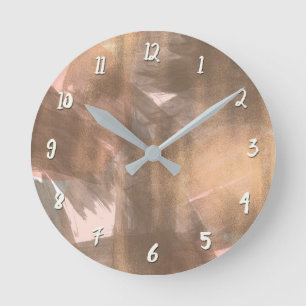 Horloge Ronde Rouge pêche rose cuivre bronze métallisé moderne