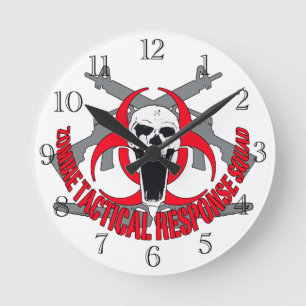 Horloge Ronde Rouge tactique de zombi