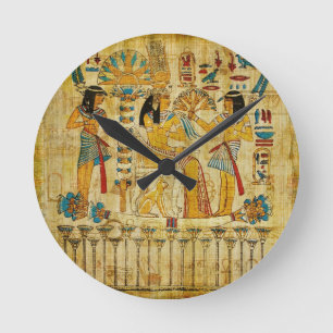 Horloge Ronde Rouleau Heirogliphics de tapisserie d'Egypte