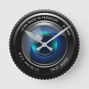 Horloge Ronde Round faced clock with SLR zoom lens