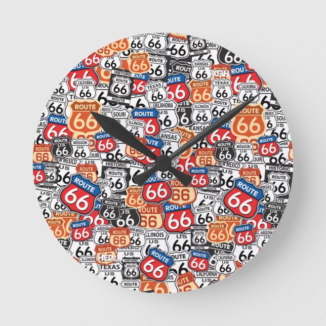 Horloge Ronde Route 66 Signes routiers (Recto)