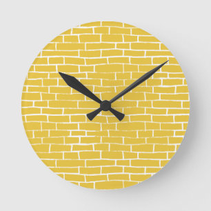 Horloge Ronde Route de briques - Jaune et transparent