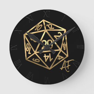Horloge Ronde RPG Crit AF Pipe Imaginaire Or PnP Jeu Dice