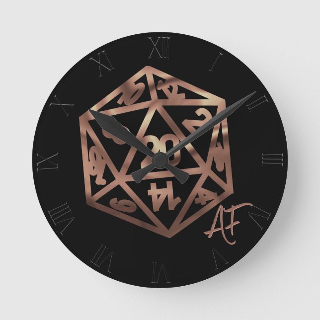 Horloge Ronde RPG Crit AF | Rosegold Tabletop Roleplayer Dice (Recto)