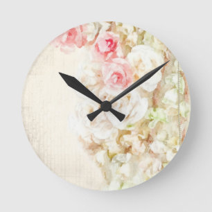 Horloge Ronde Rubans et dentelles de roses