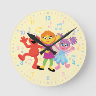 Horloge Ronde Rue Sésame   Julia, Elmo & Abby Dancing