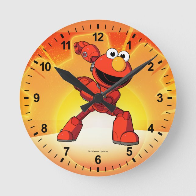 Horloge Ronde Rue Sésame | Mécaniciens Elmo (Recto)