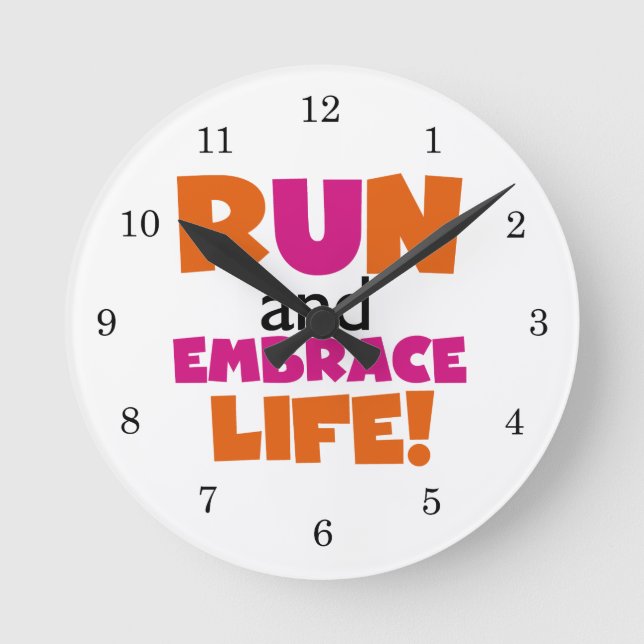 Horloge Ronde Run and Embrassez Life Orange Pink (Recto)