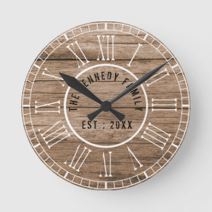 Horloge Ronde Rustic Barn Wood Farmhouse