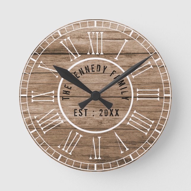 Horloge Ronde Rustic Barn Wood Farmhouse (Recto)