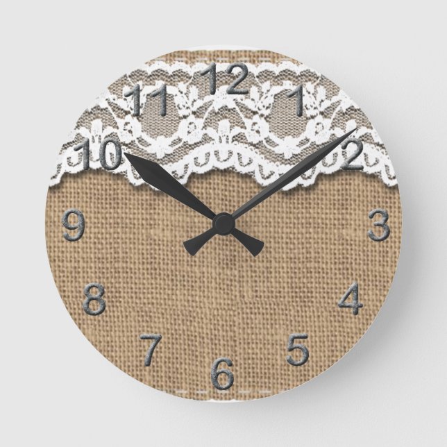 Horloge Ronde Rustic Burlap and Lace (Recto)