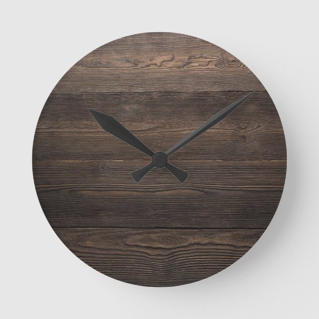Horloge Ronde Rustic Dark Brown WOOD LOOK texture (Recto)