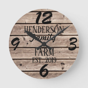 Horloge Ronde Rustic Farmhouse