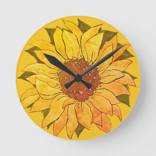 Horloge Ronde Rustic Golden Yellow