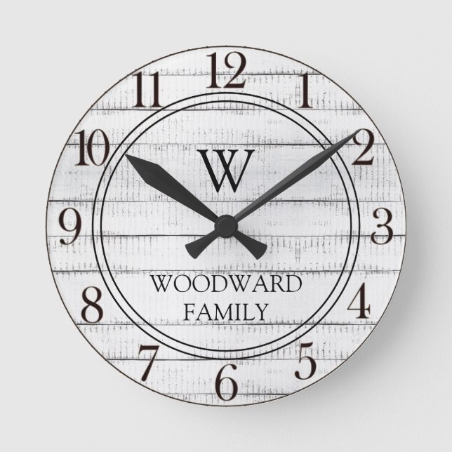 Horloge Ronde Rustic Wood Family (Recto)