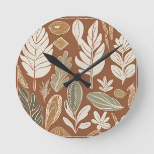 Horloge Ronde Rustique Fleur sauvage en terre cuite Boho Eclecti