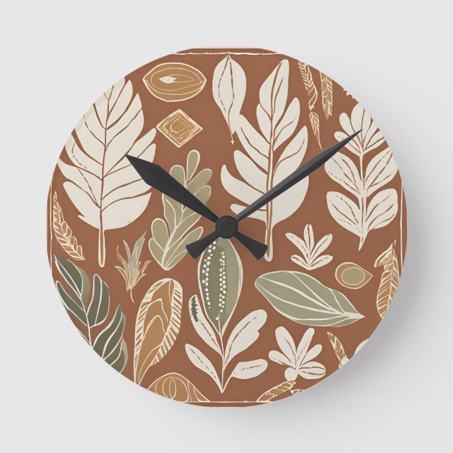 Horloge Ronde Rustique Fleur sauvage en terre cuite Boho Eclecti (Recto)