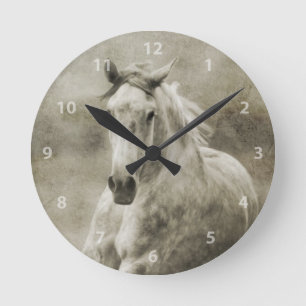 Horloge Ronde Rustique Galloping Cheval andalou