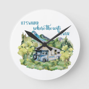 Horloge Ronde RV Motorhome Camping Scene