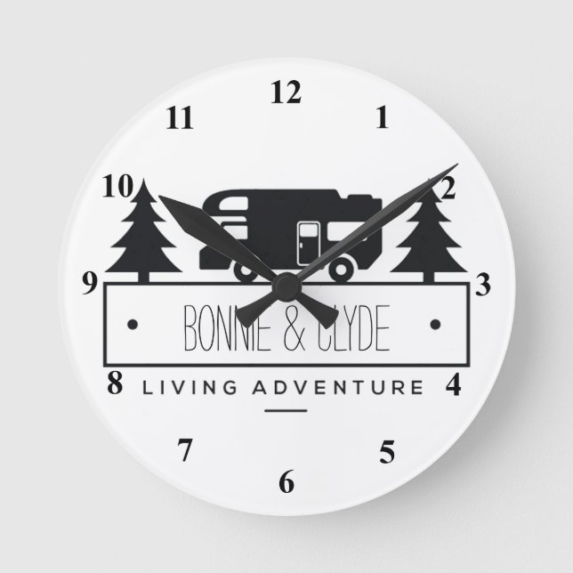 Horloge Ronde RV retraité | Camping Campers Noms personnalisés (Recto)