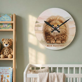 Horloge Ronde Safari Cute Zuberi The Fluffy Leopard Name Kids