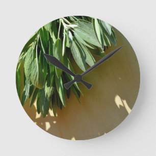 Horloge Ronde Sage frais coupé