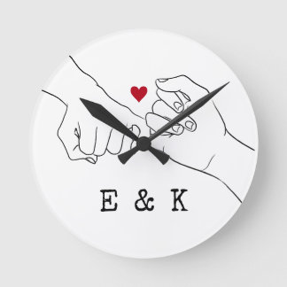 Horloge Ronde Saint Valentin Cadeau Pinky Promise Couple Cadeau
