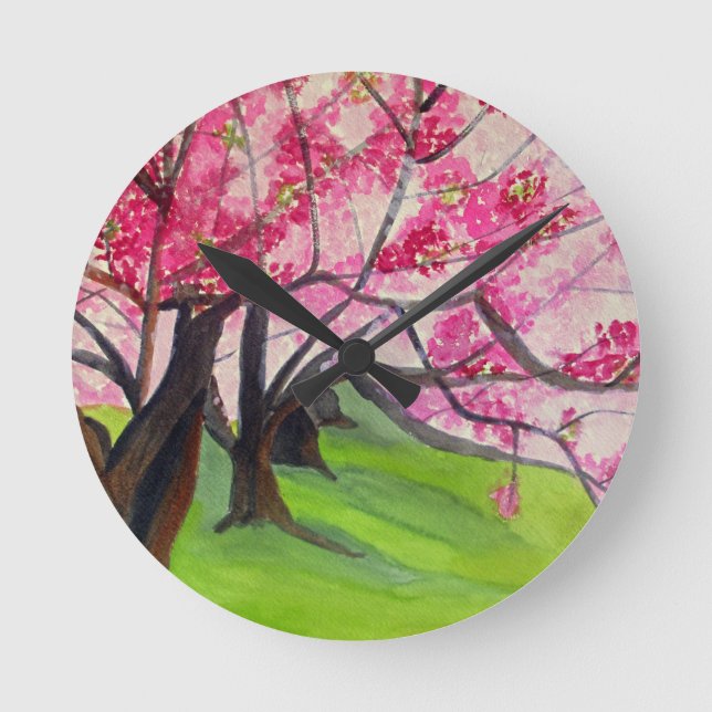 Horloge Ronde Sakura art japonais de fleurs de cerisier (Recto)