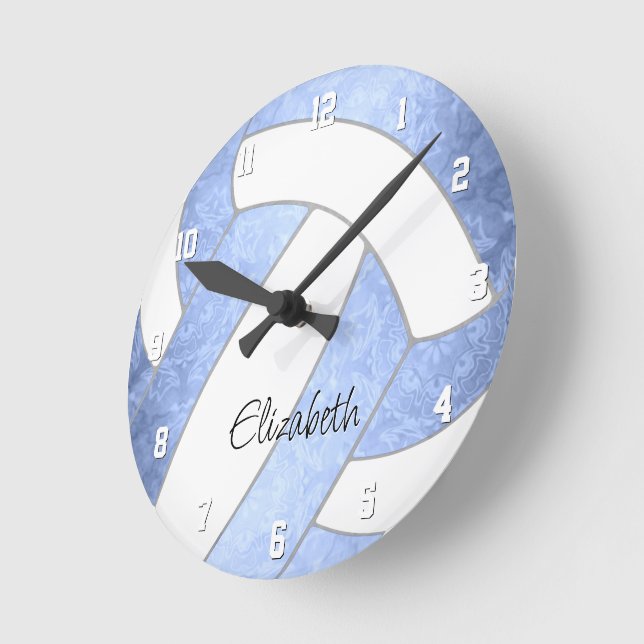 Horloge Ronde salle de sport girly bleu clair (Angle)