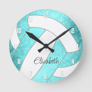 Horloge Ronde salle de sport personnalisée turquoise et lumineus