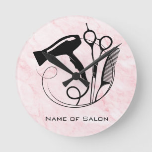 Horloge Ronde Salon de beauté en marbre rose