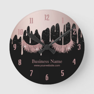 Horloge Ronde Salon de maquillage Rose de déshydratation en or