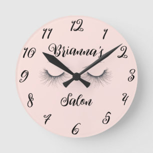 Horloge Ronde Salon rose Chic Wispy Eyelashes Personnalisé