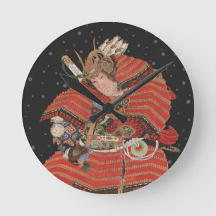 Horloge Ronde Samurai Warrior Art japonais Vintage